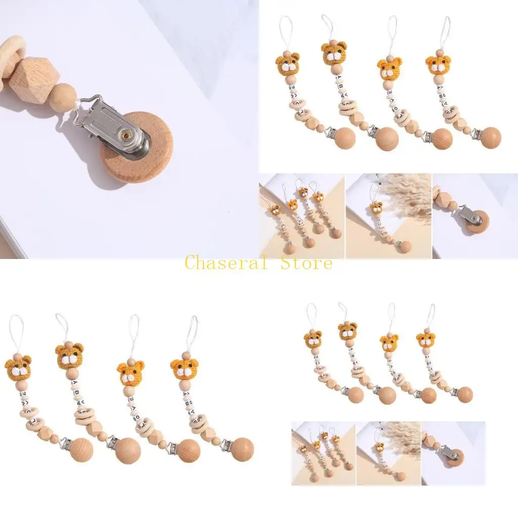 

E7CE Pacifier Clip Paci Holder Baby Boys Girls Teething Beads Teether Toy 9-inch Gift