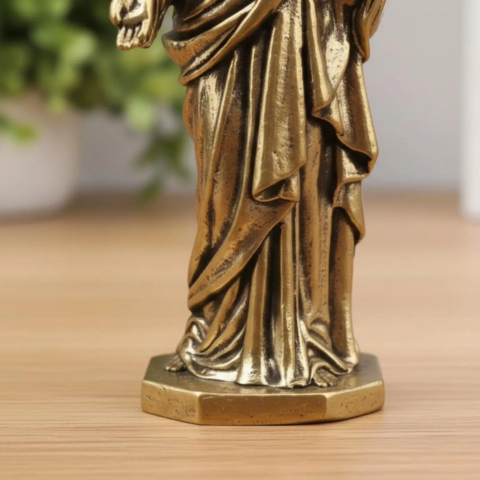 Brass Figurine Compact Sacred Mini Statue Religious Decorative Sculpture for Car Dashboard Desk or Shelf view 4