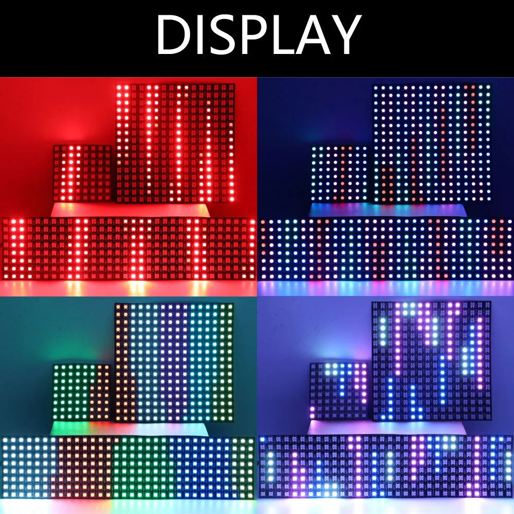 WS2812B Digital Flexible LED Pixels Panel Strip 8X8 16X16 8X32 WS2812 Individually Addressable LED Module Matrix Screen DC5V