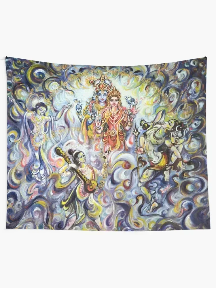 Dancing and Chanting for Vishnu Lakshmi Tapestry Wall Decor Bedroom Decoration Room Decorator Tapestry