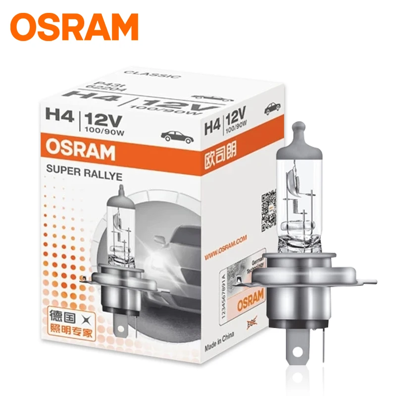 

OSRAM CLASSIC H4 Super Rally 12V 100W 90W Car Halogen Headlight High Watt More Bright 3200K Authentic Lamps High Low Beam 1/2pcs