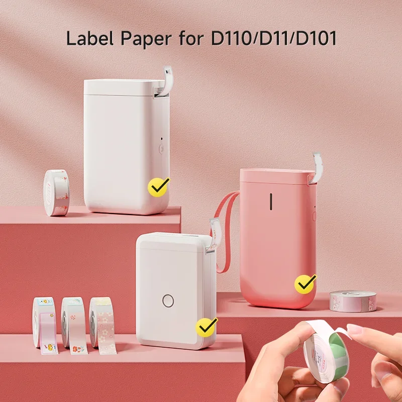 Niimbot White Pure Label Sticker Paper for D110 D11 D101 Official Printer Waterproof 12-15mm Colorful 9 Rolls Gift Sets Tape