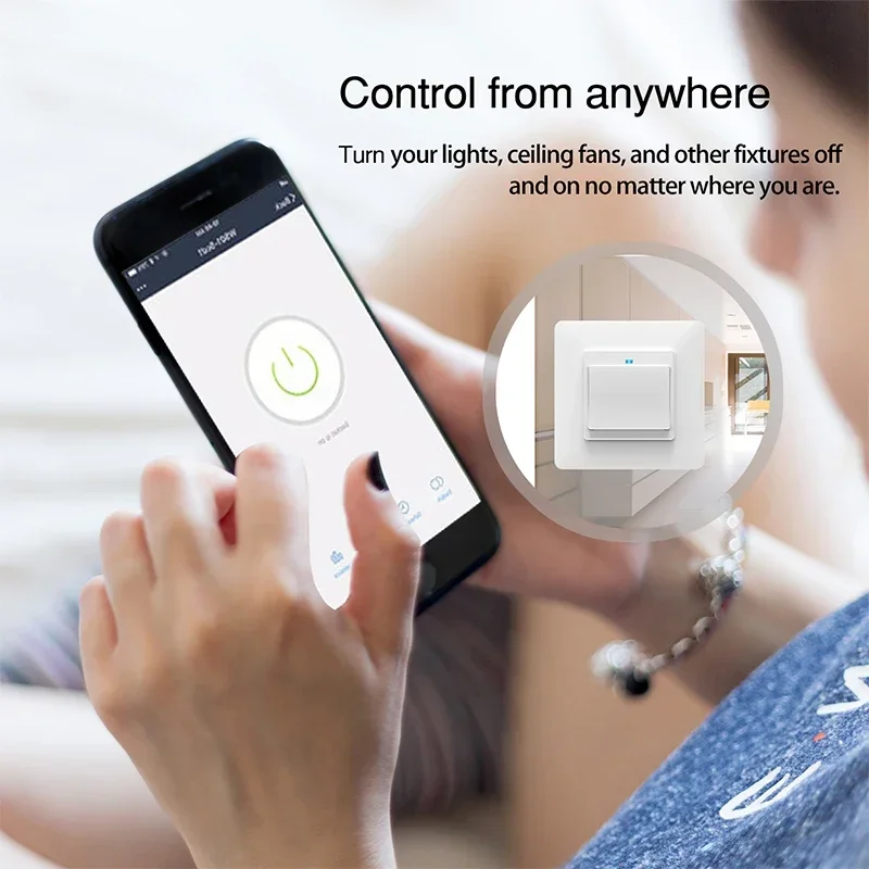 WiFi Smart Wall Light Switch Socket Outlet EU UK UN, Tuya Smart Life App Remote Control Push Button Switch Alexa Google Home