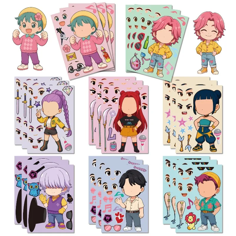 Neue Niedliche Koreanische Girlgroup Gesichtsaufkleber Wasserfest Wiederverwendbare Puzzle-Sticker für Kinder DIY Bastelgeschenke Dekoration