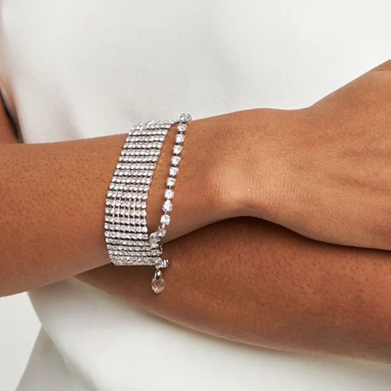 Cross-border hot-selling rhinestone bracelet, fashionable and personalized multi-layer full diamond bracelet, versatile accessor