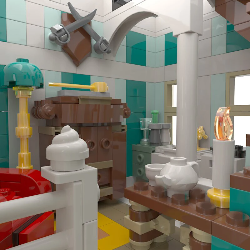 Klocki konstrukcyjne Moc - Modułowy domek "Painted Lady" ​ ​ ​ ​ ​ ​ ​ Klocki Techniczne DIY Zestawy do Składania Zabawki Konstrukcyjne Prezenty Świąteczne