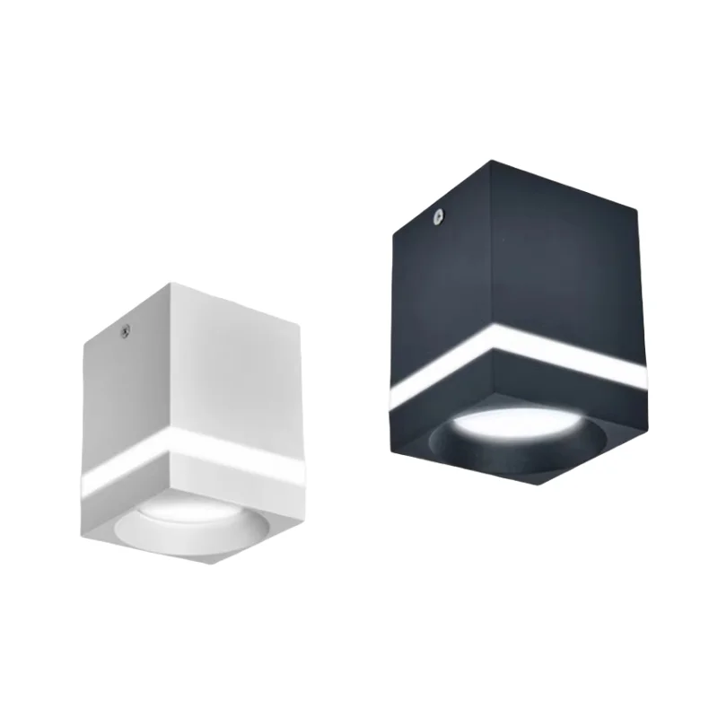 Square Surface Dimmable LED COB Downlight 7W 9W 12W 15W AC110V 220V indoor lighting No opening LED Ceiling Spot lights