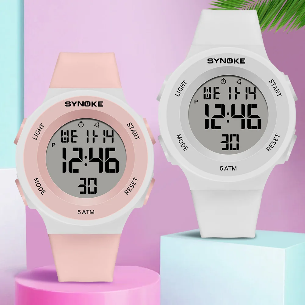 SYNOKE Digital Watches Kids Sports Luminous Multifunction Waterproof Chrono Wristwatch Outdoor Girls Fashion Student Watch New