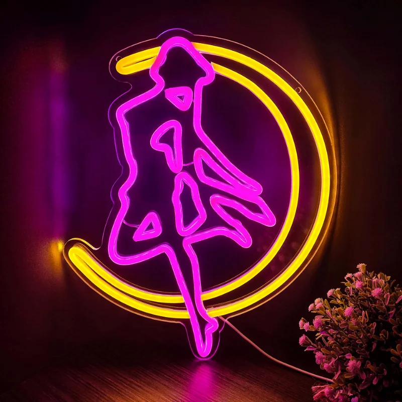 Sailor Moon Cat Neon Sign Anime Cosplay Light Custom Kawaii Neon Light Sign Room Wall Decoration Moon Night Light Birthday Gift