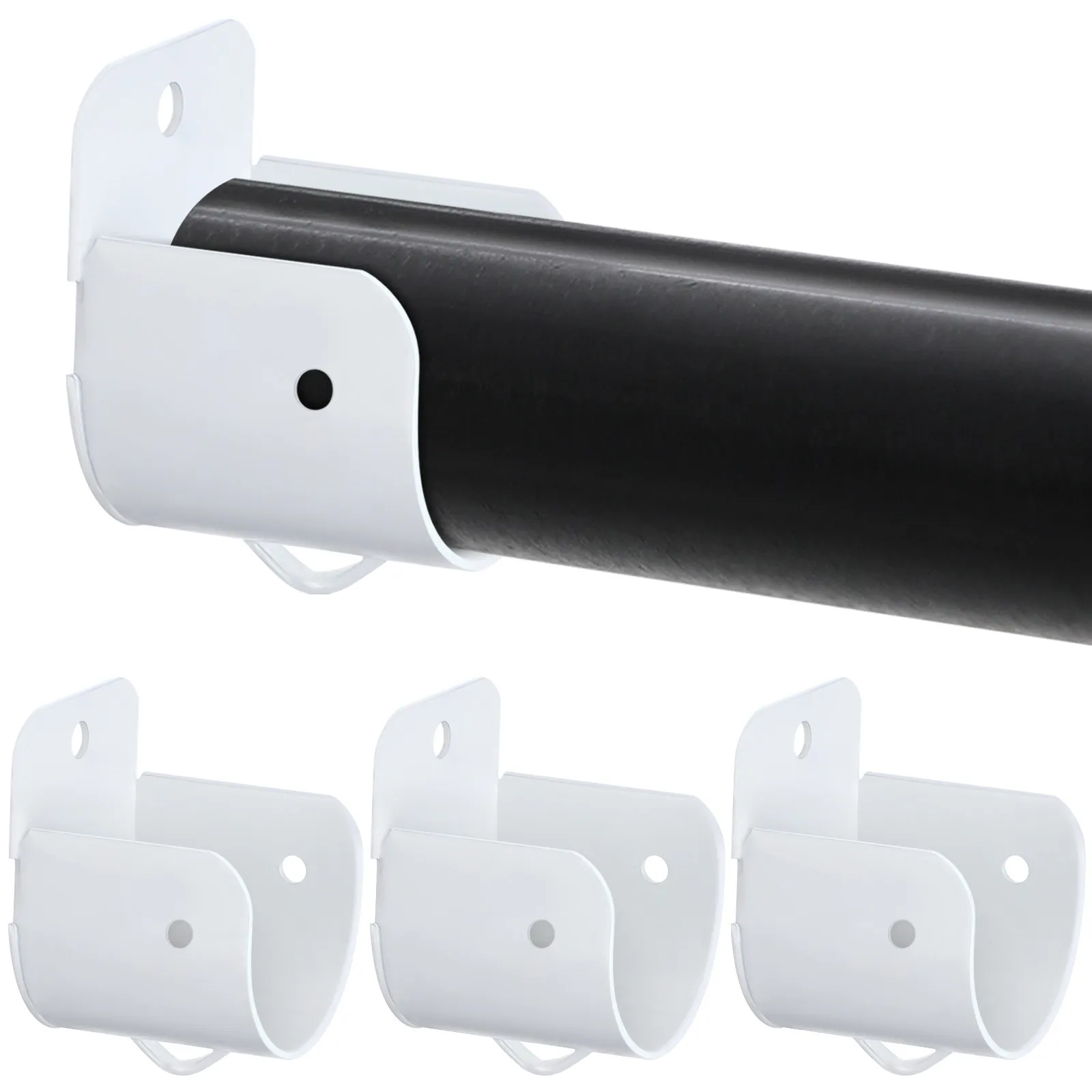 4Pcs Sturdy Iron Closet Rod Flange Socket Wardrobe Rod Holder Bathroom Laundry Storage Bracket U Shape Support Smooth Surface