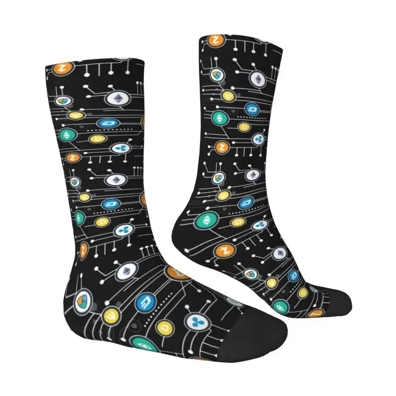 Cryptocurrency Bitcoin Altcoin Blockchain Logo Crazy Dress Socks Men's Women's Fashion Novelty Ethereum Fashion Crew Socks