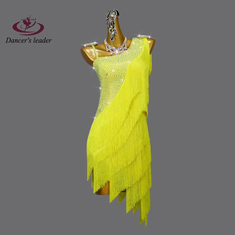 

Latin Dance Dress High-end Customized High-end Tassel Dance Dress Cha Tango Female Adult Stage Professional Clothing