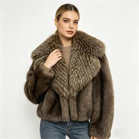 Manteau en fausse fourrure marron pour femme 2026 – Veste d'hiver chaude pour femme avec col rabattable, coupe oversize élégante 4