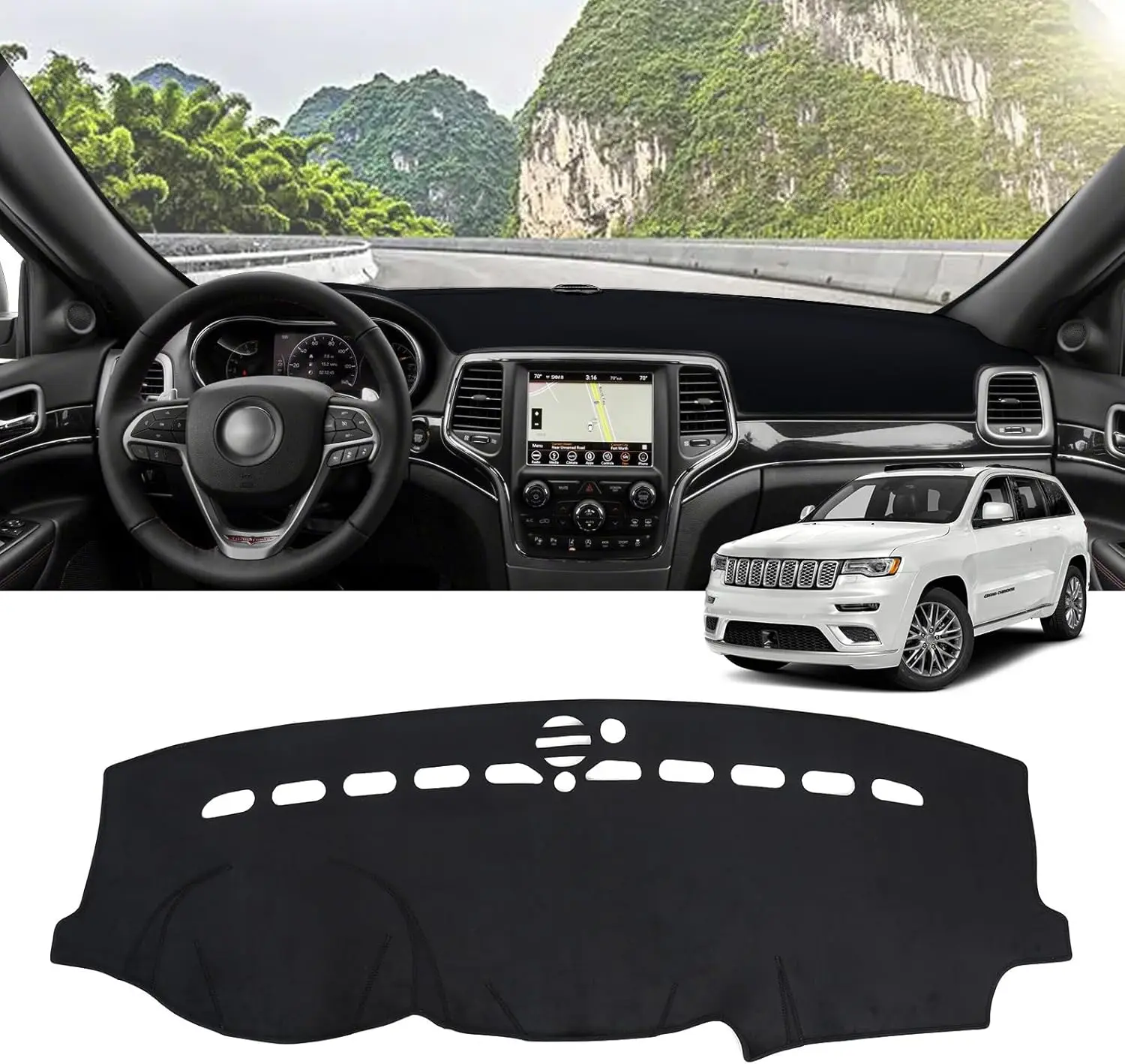 

Dash Cover for Jeep Grand Cherokee(Not for L Model) 2011-2021 Accessories Flannel Dashboard Cover Dash Mat Center Console Cover
