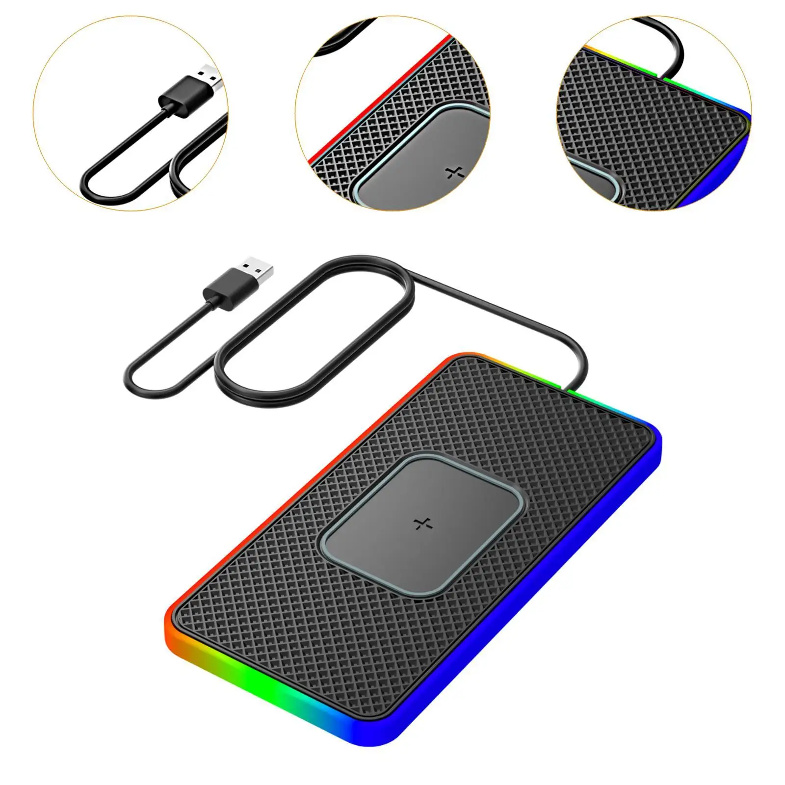 Wireless Charging Station Mat PVC Phone Charger Pad Car Non Slip Quick Charge Adapter Premium Material for Vehicle Interior
