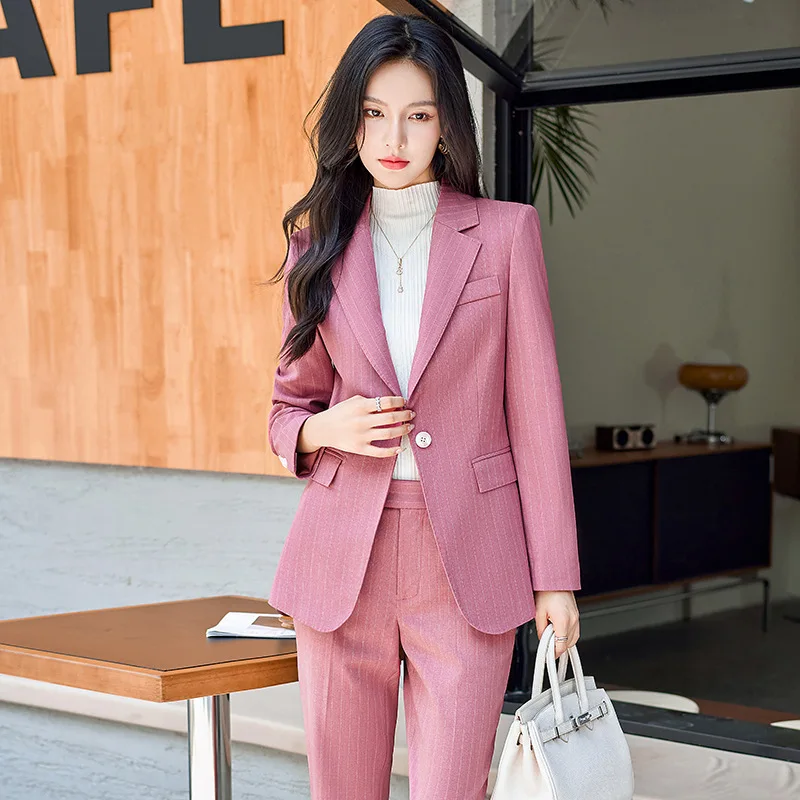 

High Quality Fabric Autumn Winter Formal Professional Business Suits Blazers Feminino for Women with Pants and Jackets Coat Sets