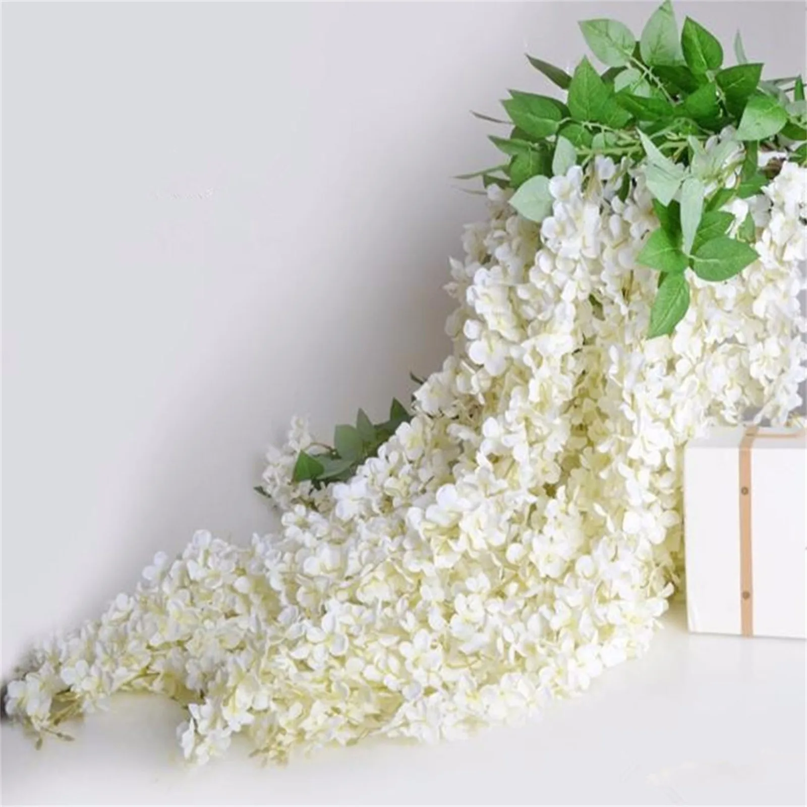 

Emulation Hydrangea Rattan Wisteria Flower Decoration Flower String Home Ceiling Fake Flower Wedding Hanging Violet Wall Decor