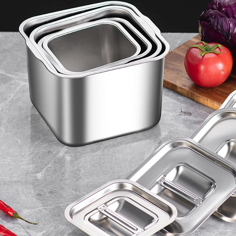 الفولاذ المقاوم للصدأ صندوق حفظ الطازجة مختومة مانعة للتسرب علب الاغذية صندوق فواكه مع غطاء زلابية الحاويات صندوق تخزين مبرد
