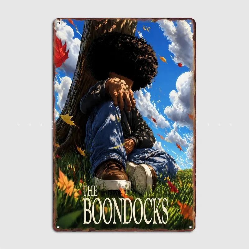 The Boondocks Huey Sitting Under Tree Poster Metal Sign Bedroom Indoor Home Decor Bar Custom Posters Wall Room Decorations