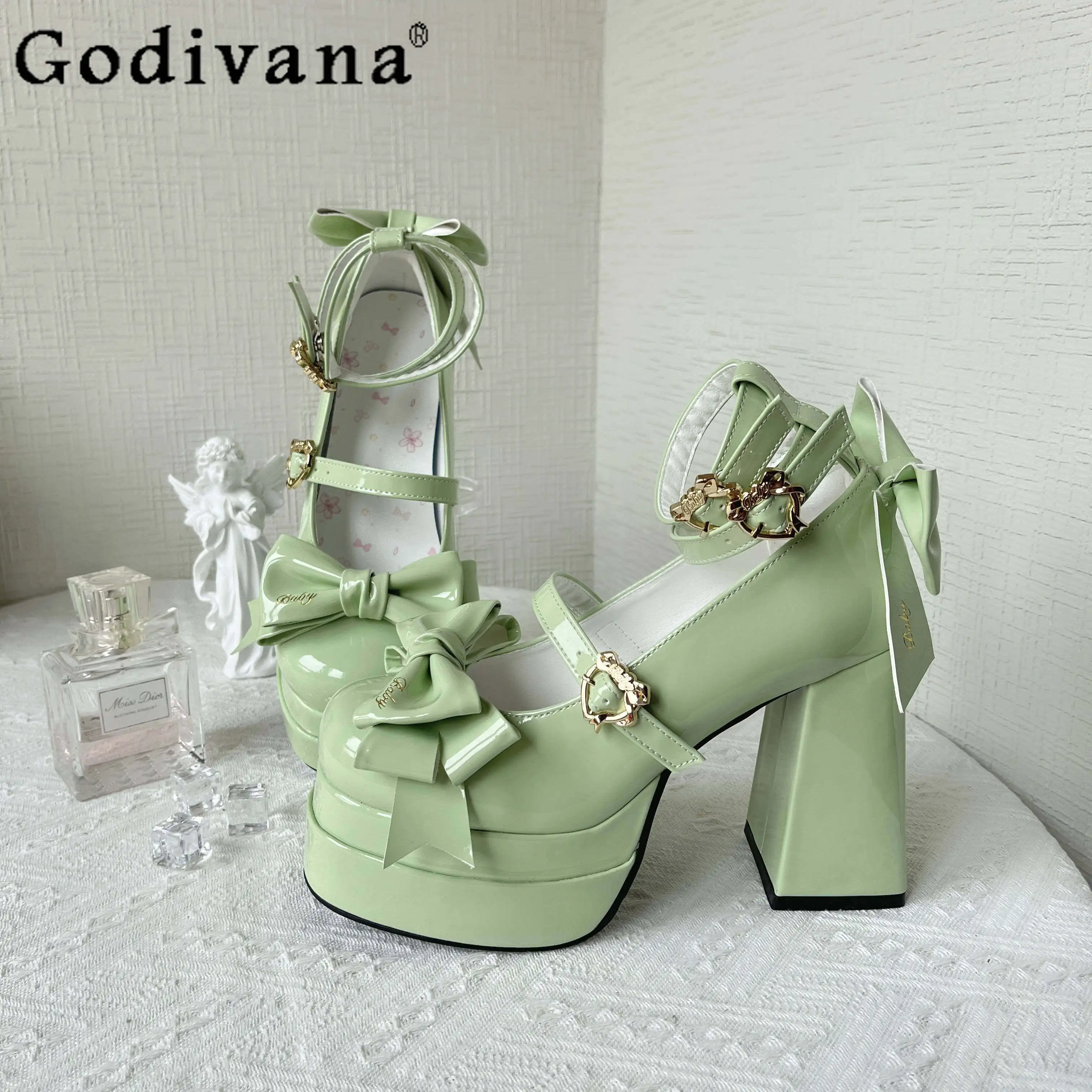 

Original Lolita Mary Jane Shoes Spring Summer Lo Princess Pink High Heels Women's Sweet Elegant Waterproof Cos Platform Shoes