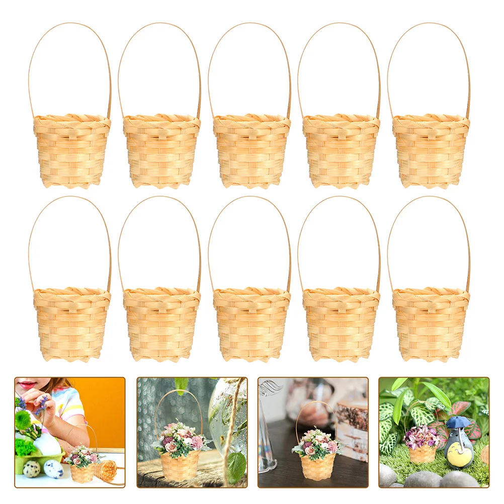 5 Pcs Universal Mini Flower Basket Miniature Woven Baskets Bamboo Small Weaving Tiny