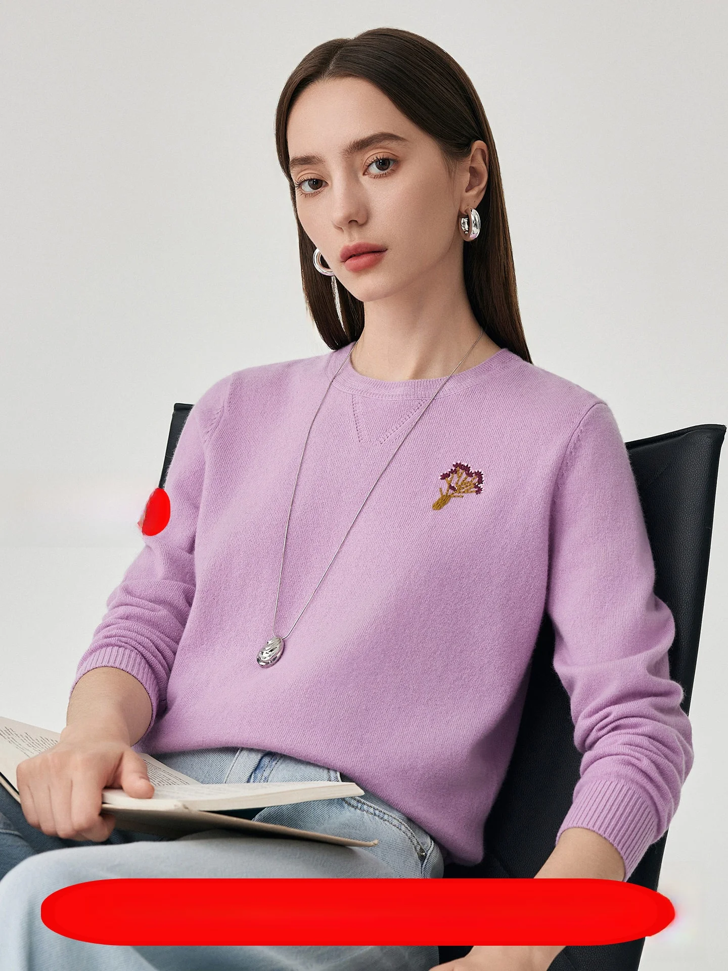

Mao 00 Pure Wool Knitted Sweater Women's Embroidered Base Layer Artistic Knitwear Casual Commute Sle Long Sve round Ne