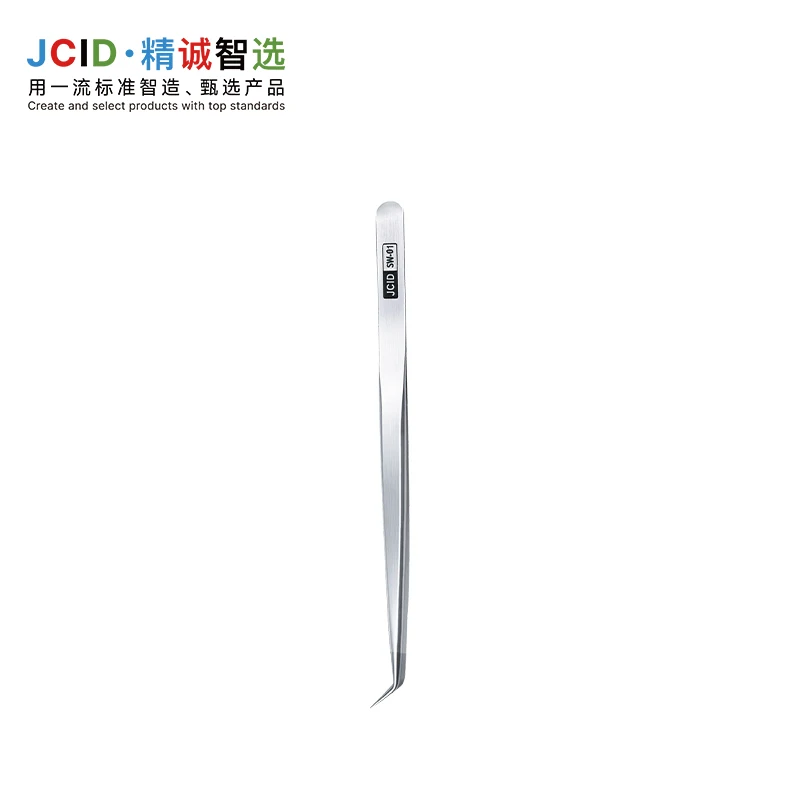 JCID High Precision Non Magnetic Tweezers Hand Polished Durable Ultra Fine Tip Tweezers 3D Point TIP Curved Tip Ultra Fine Tip