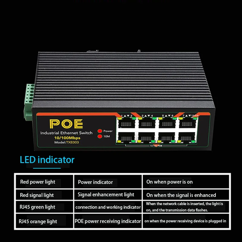 Industrial Grade RJ45 Hub Rail Type game 100Mbps POE Switch Internet Splitter Adapter Ethernet Network Switch RJ-45 LAN Adapter