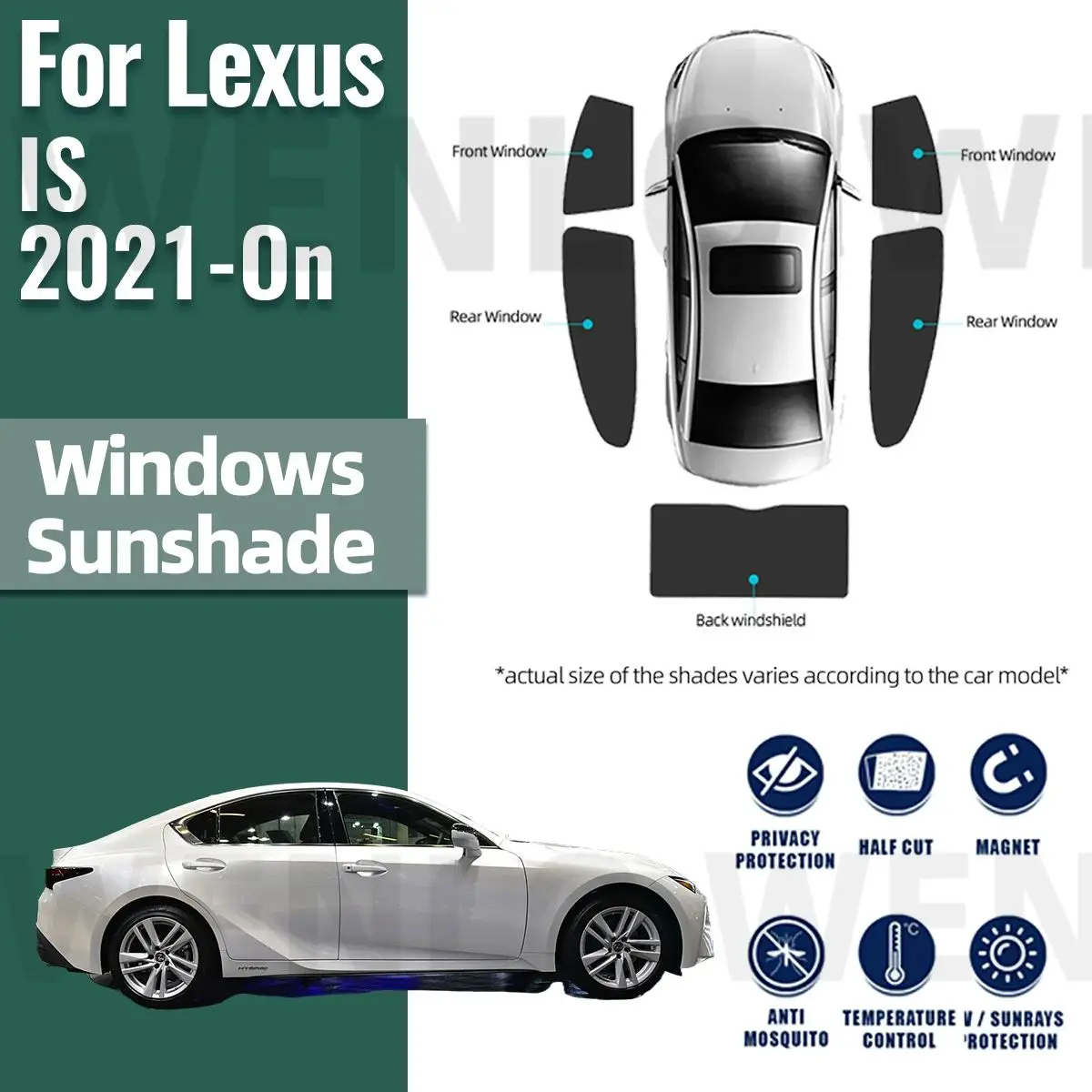 For Lexus IS 2021 2022 2023 2024 Front Windshield Frame Curtain Magnetic Car Sunshade Shield Rear Side Window Sun Shade Visor