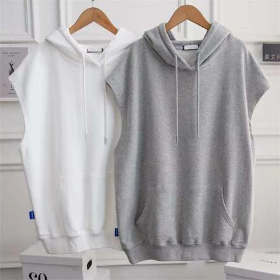 

Hooded Solid Women Vest Solid Sleeveless Loose Casual All Match Female Pulls Outwear Tops