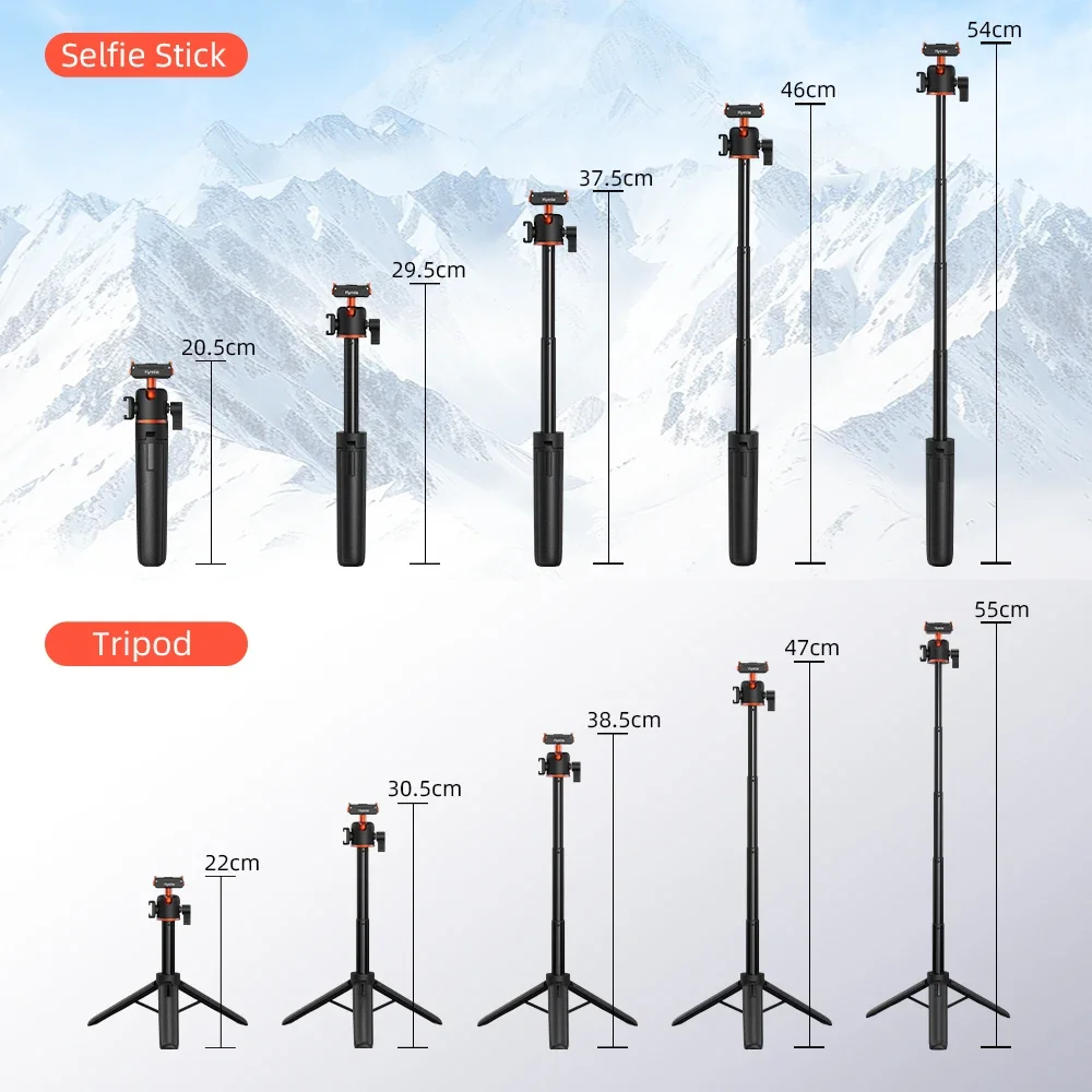 Magnetyczny statyw Flymile do DJI Action 5 Pro/4/3/Osmo z szybkozłączką 360 i obrotową podstawą 360 °   Głowica kulowa, mocowanie typu cold shoe, kijek do selfie — zdjęcie produktu 4