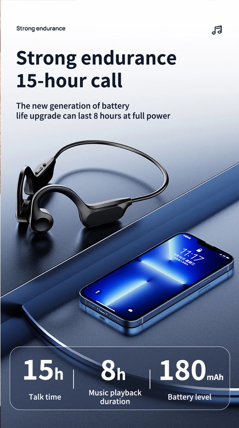Original Lenovo True Bone Conduction Headset IPX8 Bluetooth 5.3 Wireless Headphone with Microphone Waterproof Exercise Fitness