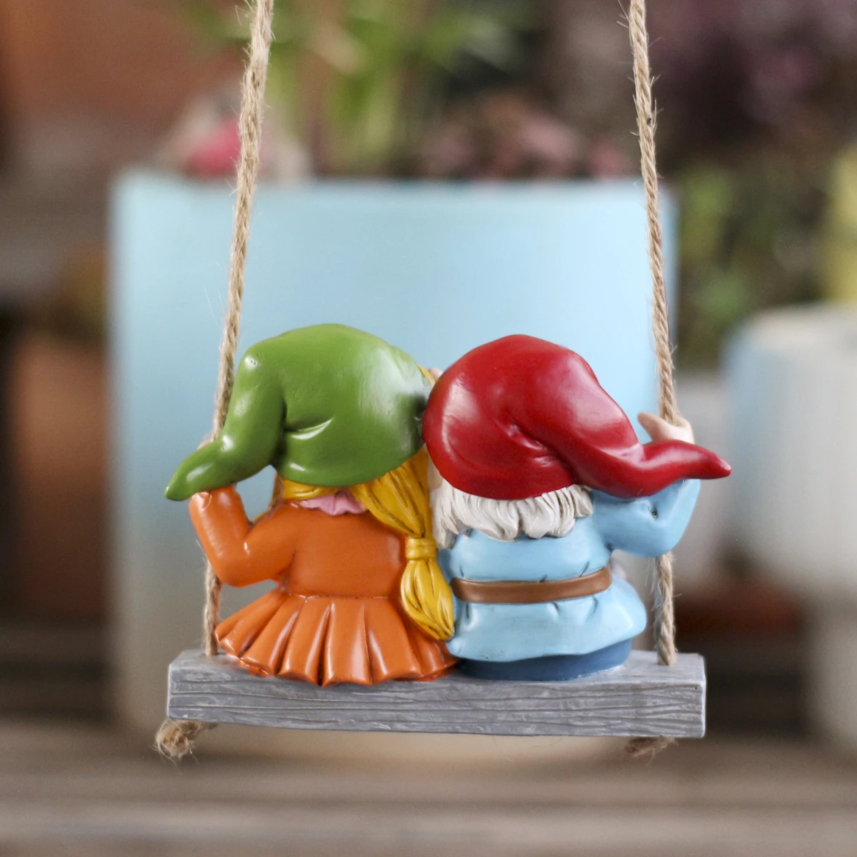 1 couple dwarf swing, fun garden decoration pendant, home decoration couple pendant, resin crafts