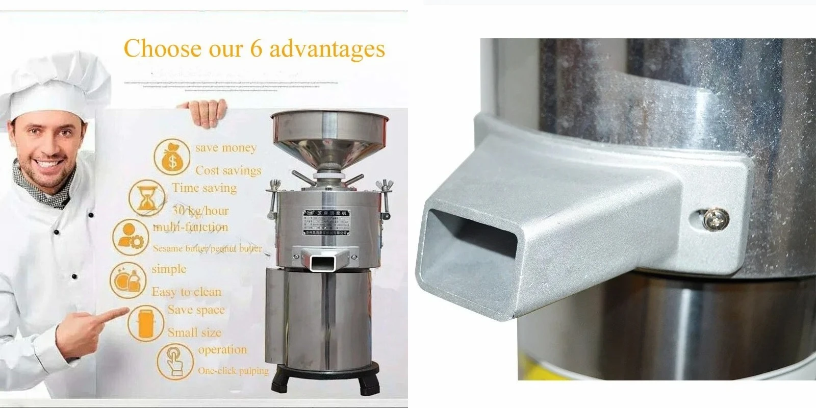 Molino Eléctrico para Salsa de Sésamo, Mantequilla de Maní, Tahini, Máquina para Hacer Tahini, Molino Coloidal de 30 kg/h para Procesamiento de Alimentos