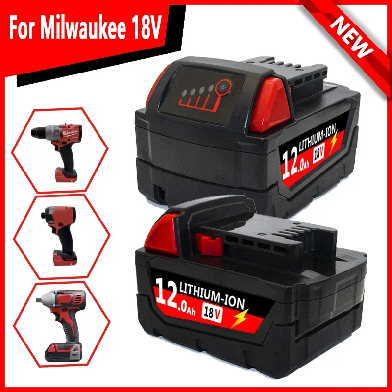 

18V 12.0Ah Replacement for Milwaukee M18 XC Lithium Battery 48-11-1860 48-11-1850 48-11-1840 48-11-1820 Rechargeable Batteries