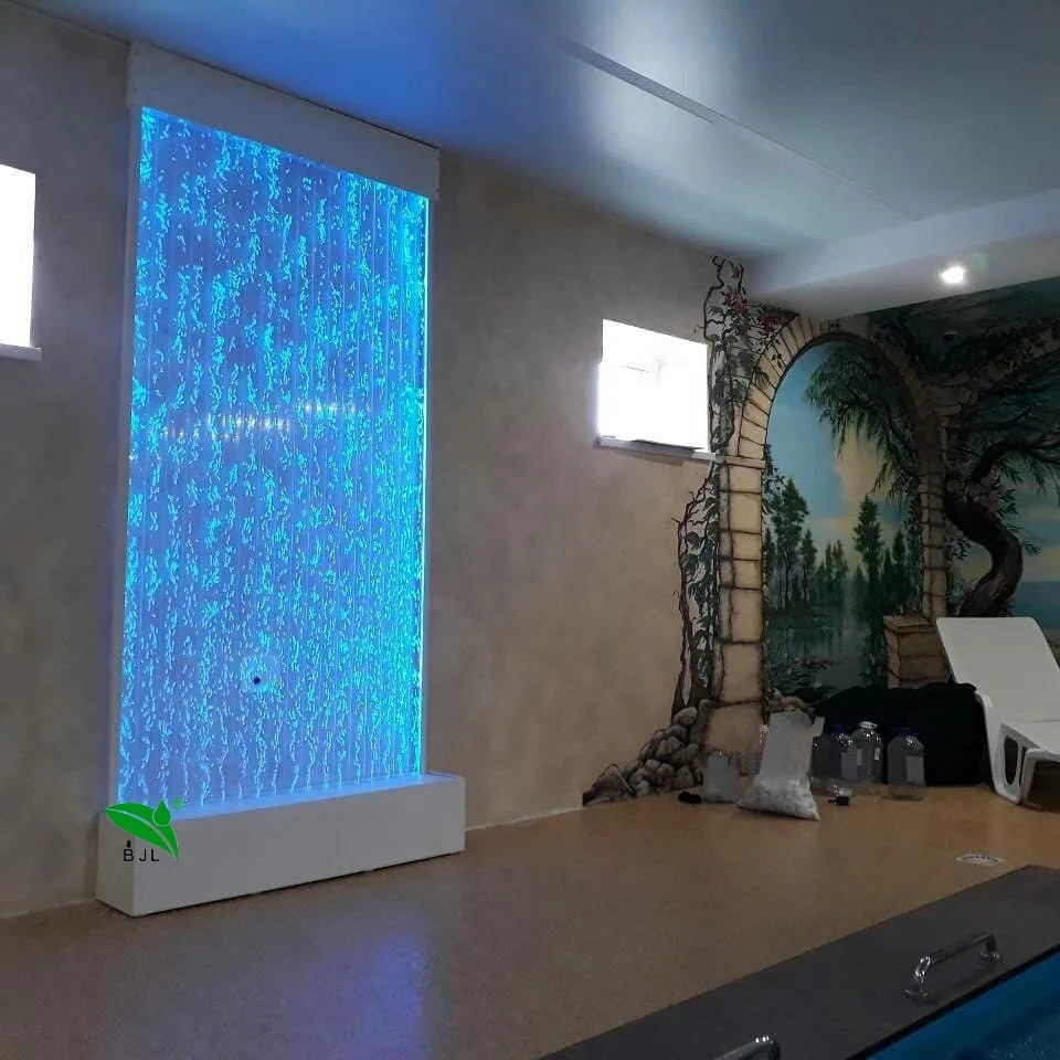 

Customization.Floor Standing Acrylic Dancing Water Fountain Bubble Panel Wall with Multi Colors Led Light