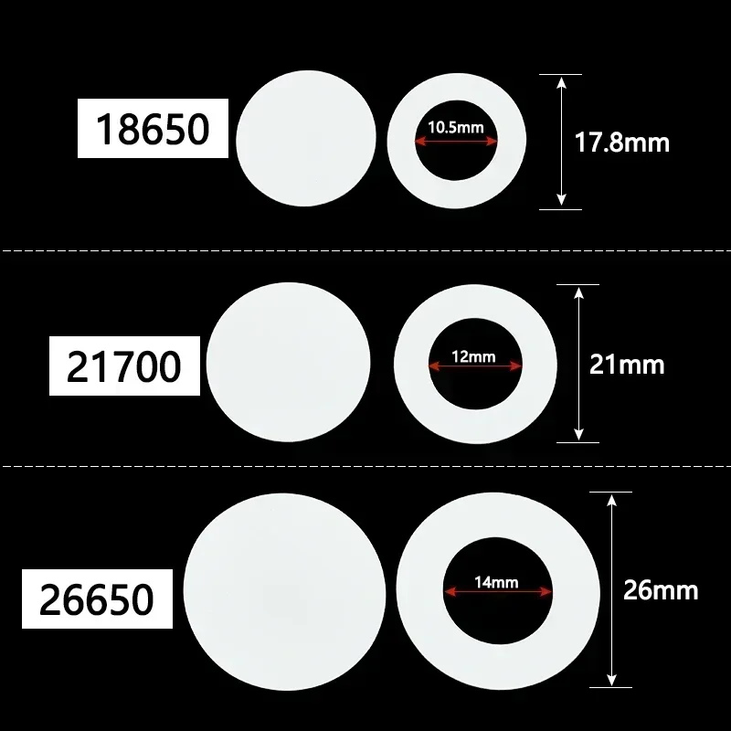 Insulated Gaskets Li-ion Battery Pack 18650 21700 26650 Cell Barley Adhesive Paper Glue Fish Electrode Insulation Pads Green Red