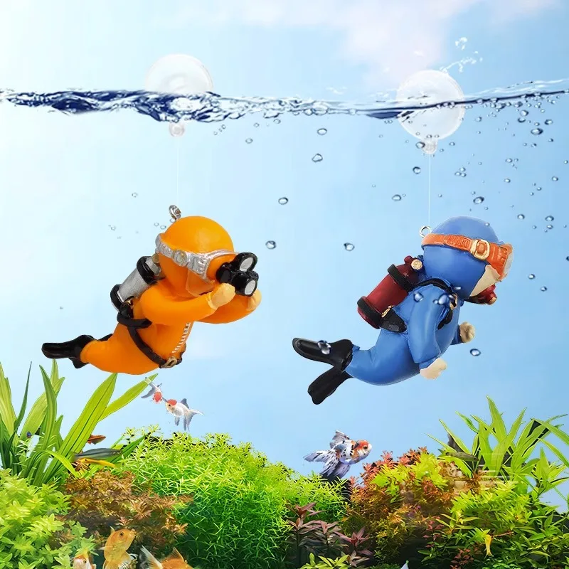 Floating Aquarium Decoration Cartoon Diver Shape Figurines PVC Aquascaping Mini Decorations Artificial Fishbowl Ornamental