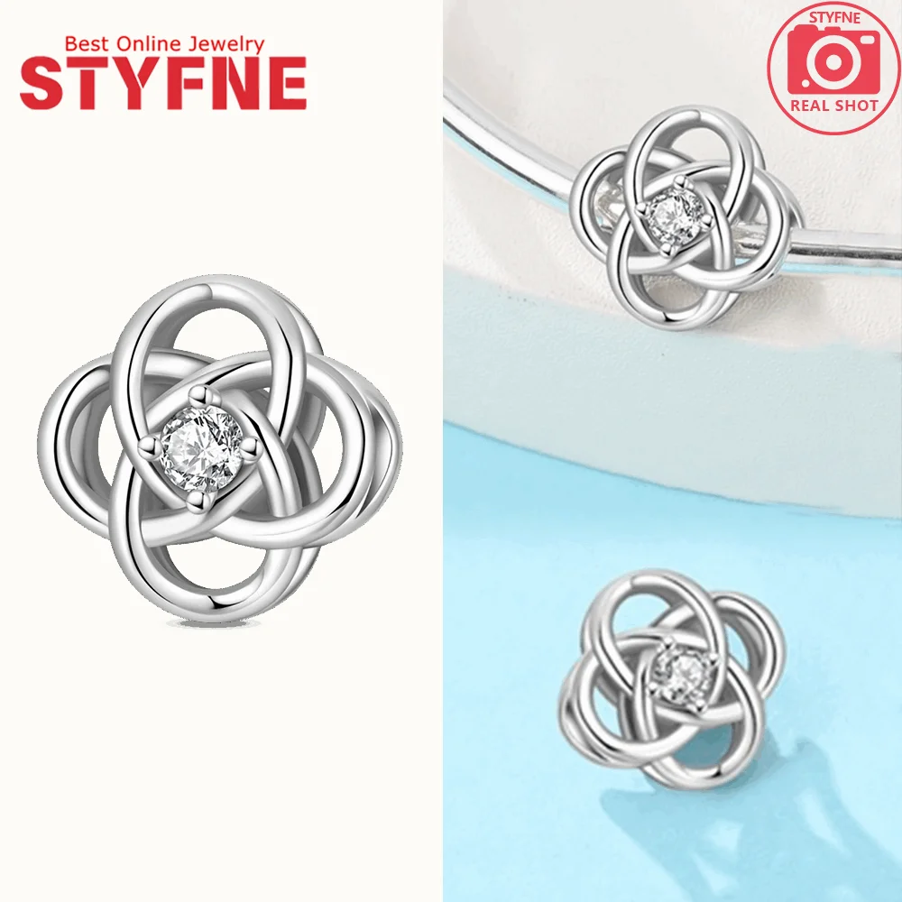 Silver-Plated Infinity Knot Heart Charm Bead for Bracelets