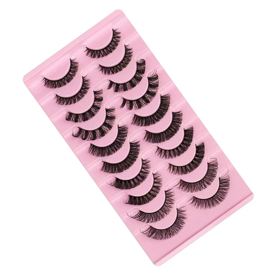 10 pairs of simulated Russian curly false eyelashes with large curvature and curled three-dimensional false eyelashes