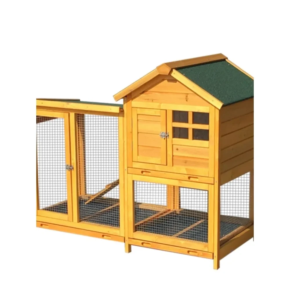 

Outdoor Rabbit Cage Luxury Double Decker Automatic Manure Cleaning Anti-Spray Urine Rabbit Hutch Villa