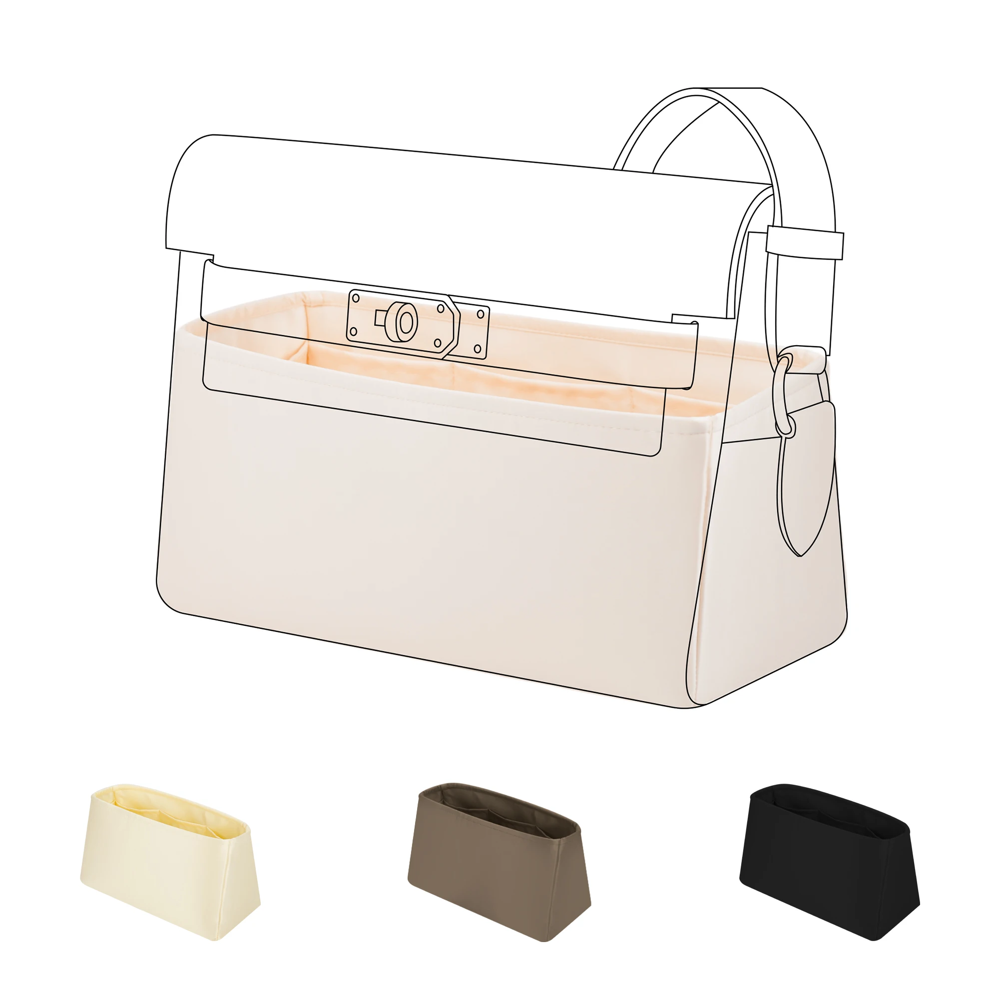 DGAZ Silk Purse Organizer Insert Fits Hermes Kelly Messenger Bags，Silky Smooth Bag Organizer，Luxury Handbag & Tote Shaper