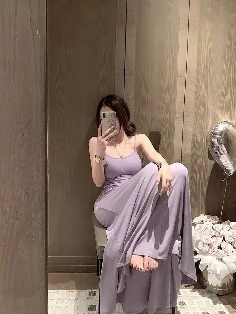 

Летнее женское свободное длинное платье А-силуэта из модала в корейском стиле, больших размеров, с эффектом омоложения, без бретелек, повседневное