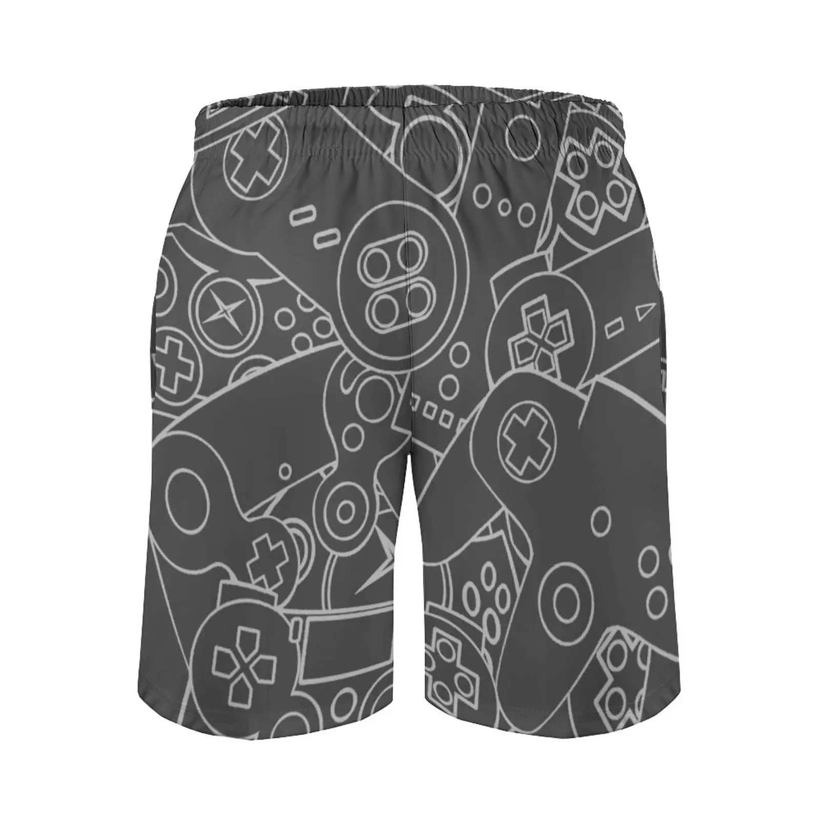 Maillot de bain gris Nerd pour hommes, maillot de bain, short de sport, de plage, poches de surf et doublure en maille, jeu vidéo