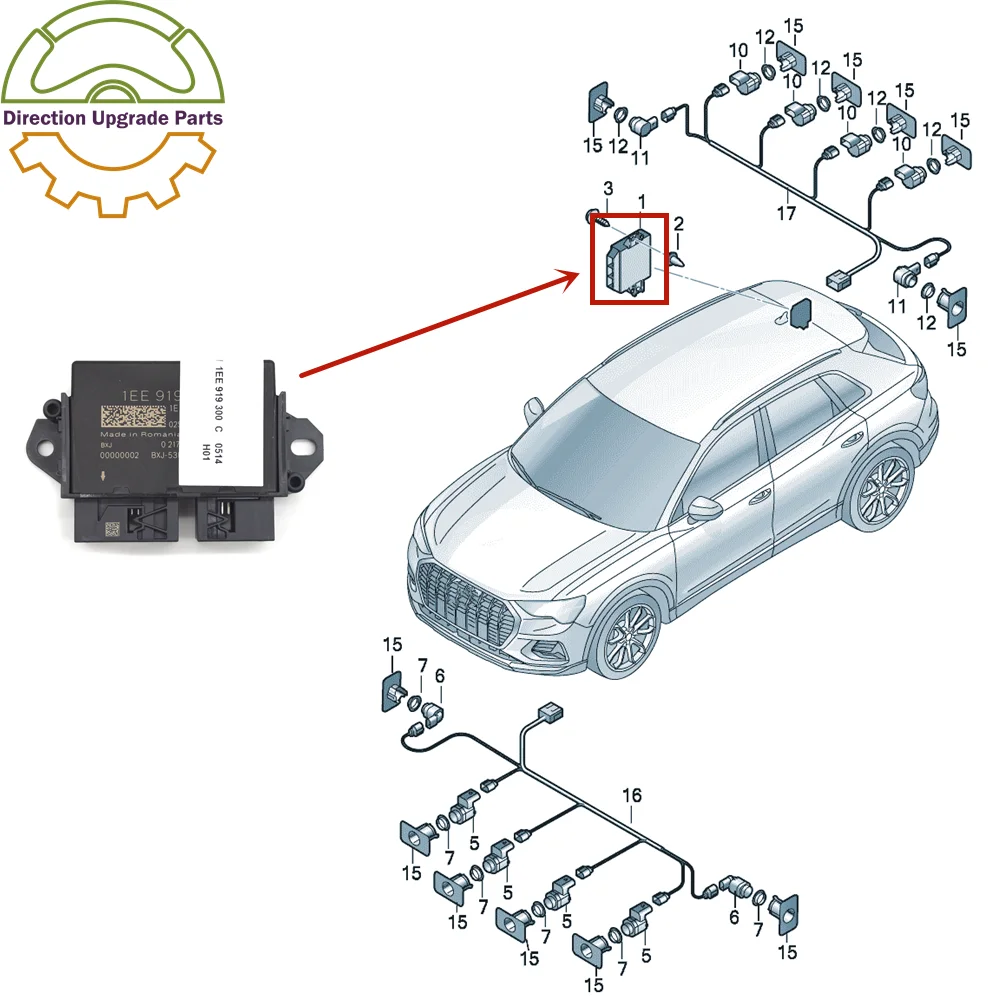 

Модуль помощи при парковке 1EE 919 300C для Audi Q4 e tron, парковочный радар