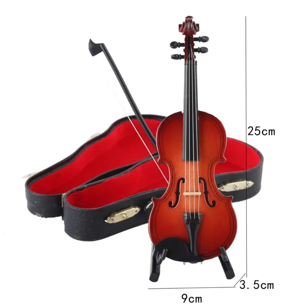 지지대 달린 다차원 미니 바이올린, 나무 장식 장식품, 바이올린 모델, 마호가니 미니어처, 미니 악기