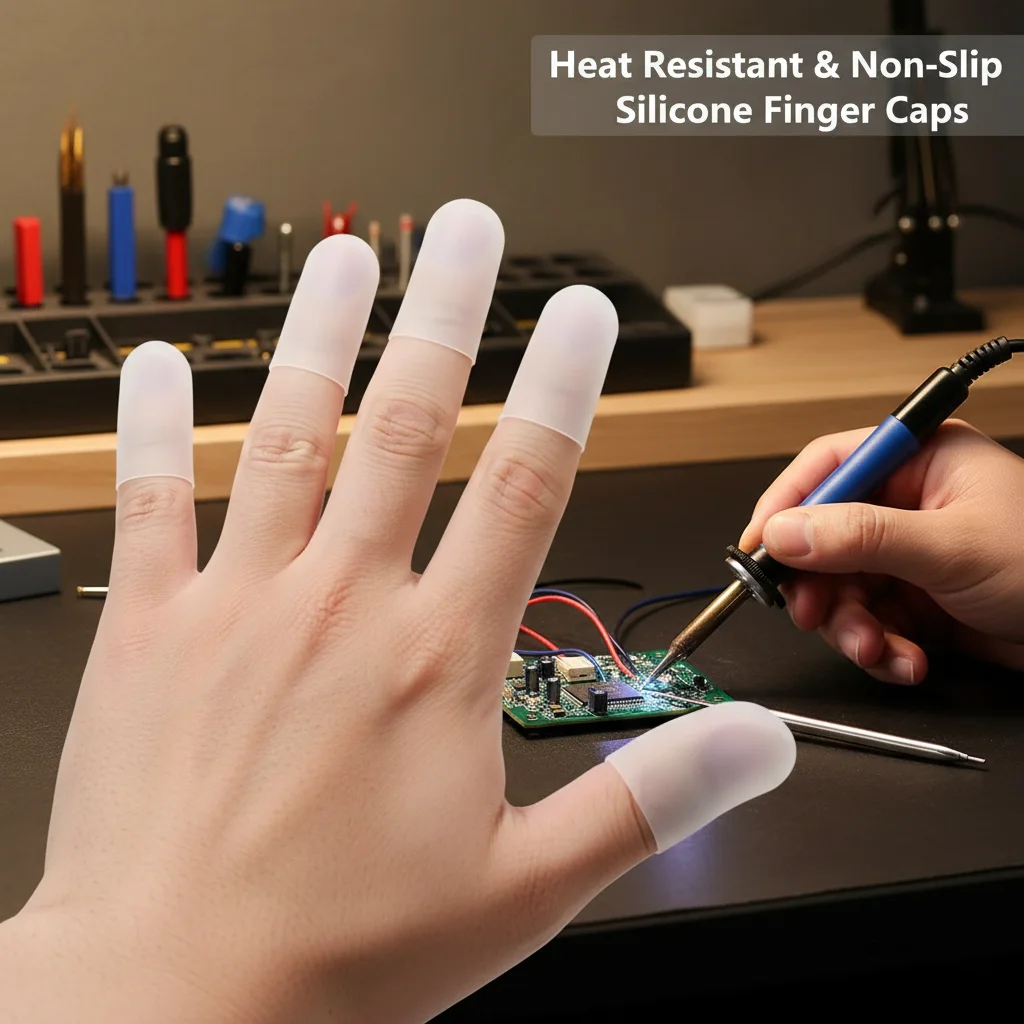 5 Pcs Silicone Finger Protectors High Temperature Resistant Anti-Slip Finger Caps for Baking Cooking Grilling