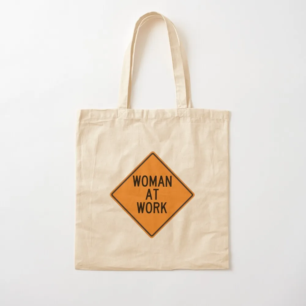Woman At Work Warning Construction Sign Tote Bag Big bag women Women's shopping bag large size bags