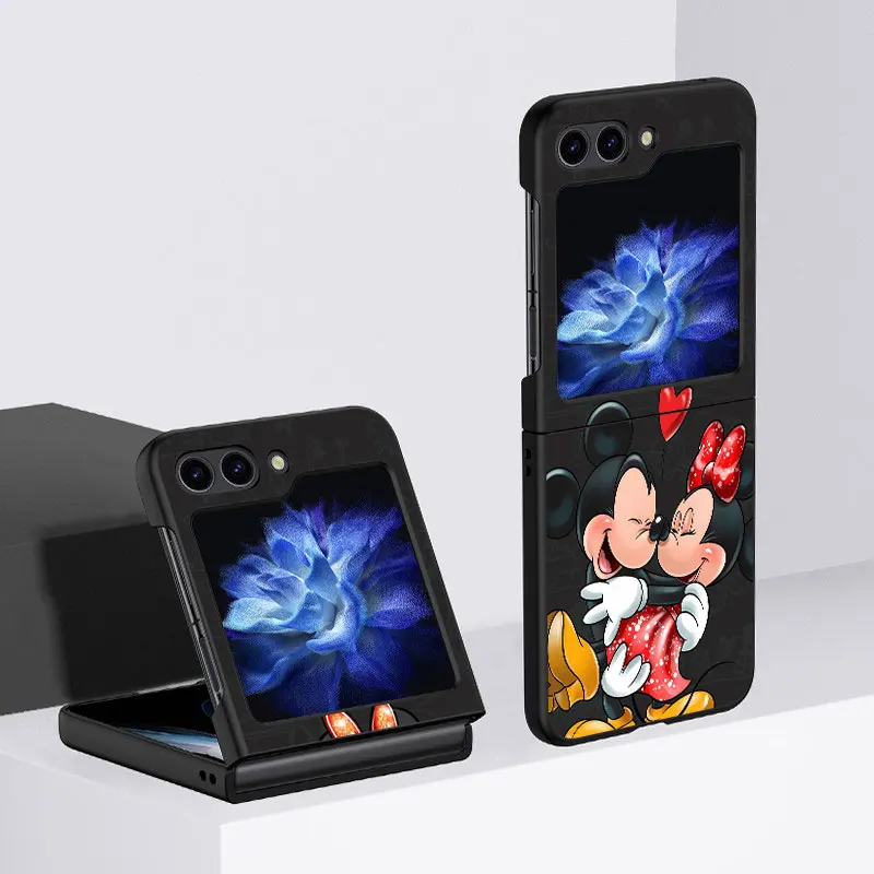 Disney Towns Mickey Minnie For Samsung Galaxy Z Flip 5 4 5G Hard Z Flip5 Zflip4 Flip4 ZFlip3 Phone Case Black tpu Cover Fundas