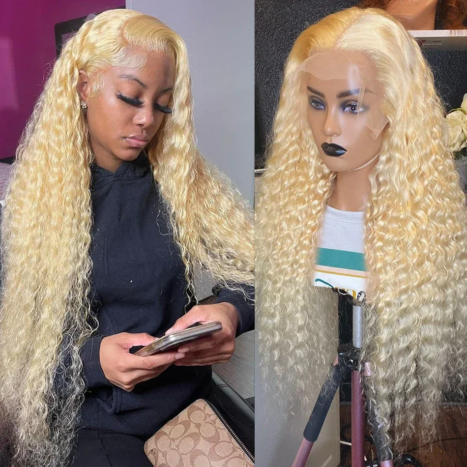 613 Honey Blonde Color 13x6 Lace Frontal Wig Water Curly HD Transparent Brazilian Remy 13x4 Loose Deep Wave Front Human Hair Wig